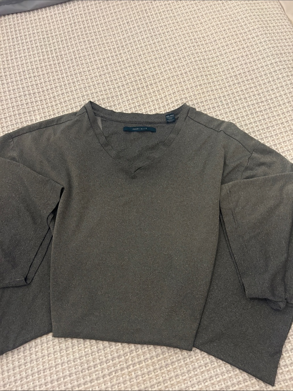Perry Ellis Men's Dark Gray V-Neck Sweater 4XL